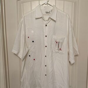 Bamboo Cay Men's Casual White Embroidered Shirt
